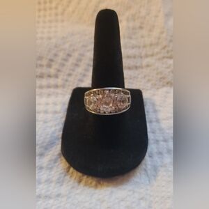 Vintage Epiphany 3-Stone 100 Facet Diamonique Wedding Ring.